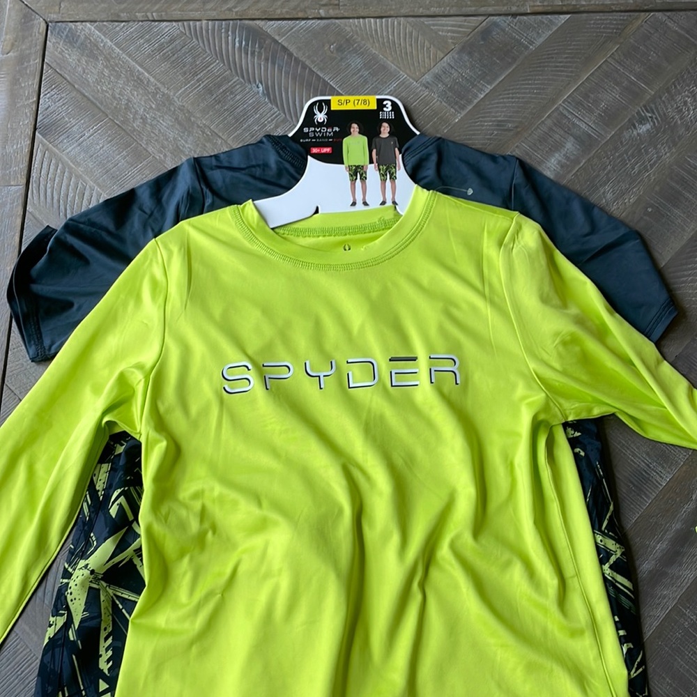 NWT Boys Spyder 3 Piece Swim-Surf-Sand set Sz S 7/8